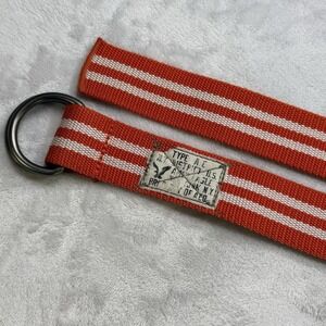 American Eagle Vintage Web Belt Orange White Striped D Ring Preppy Casual Y2K